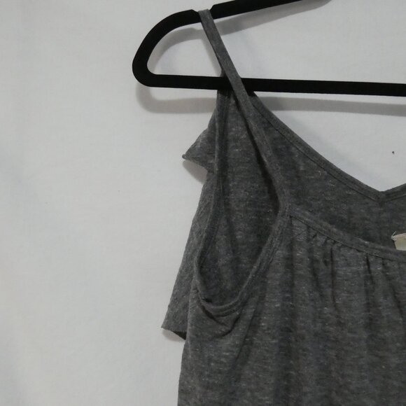 DKNY JEANS | size 14/16 W | Grey Ruffled Spaghetti Strap Top - Picture 9 of 13